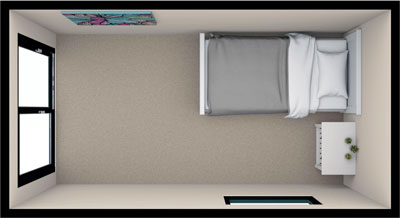 Floorplan layout for the 4.2 by 2.4 meter cabin - True Home Cabins