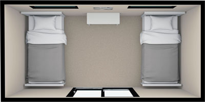 Floorplan layout for the 4.8 by 2.4 meter cabin - True Home Cabins